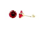 14k Solid Yellow Gold July Birthstone Round Stud Earrings Screw Back Simulated