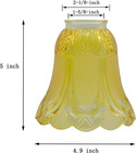 Frosted Flower Glass Lampshade - Pale Yellow Bell Shade For Light Fixtures