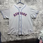 Vtg Majestic New York Mets 2xl Baseball Road Jersey Gray Mlb Button Front