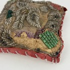 Rare Iroquois Mohawk Square Beaded Cushion Whimsy Native American Antique 8x8