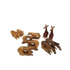Hand Carved Wood Africa Safari Wild Animals Napkin Ring Holders Set Of 10 Euc