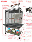 Xx-large Parrot Bird Cage For Macaw Cockatoo African Grey Amazon 32 x23 x69 h