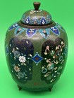 Antique Japanese Cloisonne Enamel Lidded Ginger Jar Floral Tripod Feet 6 5   