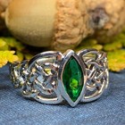 Celtic Knot Ring Statement Wiccan Pagan Irish Scottish Green 925 Ladies Ring