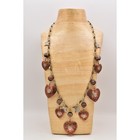 Vintage Charm Necklace Heart Star Brass Silver Metal Chunky Dangle 1970s Binbe