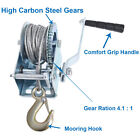 600lb 8m Steel Cable Hand Winch With Brake Crank Gear Atv Boat Trailer
