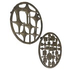 Set Of 2 Cast Iron Trivets     Stars   Circles Squares  Bronze  8  Mcm Style