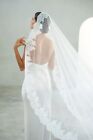 French Lace Mantilla Veil One Tier Bridal Veil Lace Trim