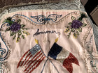 Antique Wwi Embroidered Silk Satin Lace Souvenir France Pillow Cover 20 X 22