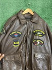 Vtg Sergio Vadducci Brown Leather Bomber Flight Jacket Men 2xl Military Patches