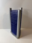 Vintage Y2k 20 Cd Storage Tower Rack Blue Acrylic Silver Space Age Organizer