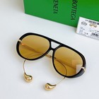 New Bottega Veneta Bv1273 Women s Sunglasses Black Frame Yellow Lens Gift Box