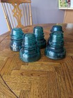 Lot Of 5 Hemingray Aqua Insulators 3 Number 40 s And 2 Number 42 s Chips On All