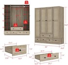 4 Door Wardrobe Armoire Closet  Bedroom Cabinet Armoire With Rattan Doors