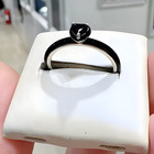 New 100  Authentic 925 Sterling Silver Black Chakra Heart Ring Size5 6 7 7 5 8 5