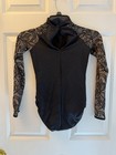 Balera Mt10292 Black Lace Long Sleeve Mock Neck Leotard Girls Mc Dance Costume