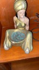 Black Americana Ceramic Genie Figurine Ashtray Trinket Dish Hand Painted Vtg 70