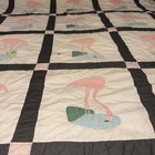 Vintage 1984 Pink Flamingo Hand Painted Signed Quilt One Of A Kind  84   x64   