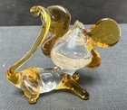 Vintage Glass Mouse Orange And Clear  Figurine Hand Blown