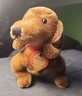 Vtg Steiff Hexie Dachshund Dog Mohair Glass Eyes 1960 W  Button   Tag On Collar