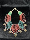 Beautiful Vintage Multi Color Traditional African Trade Glass Beaded Necklace