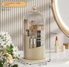 Rotating Makeup Brush Holder With Clear Lid     360   Milk Yellow transparent
