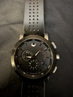 Movado Men s Quartz Chronograph Date Black Dial Steel Case Black Rubber Strap