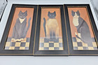 Cindy Sampson Vintage Framed Country Cat Folk Art Prints 1999- Set Of 3
