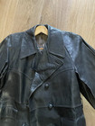 Wwii Era German Leather Trench Coat Officer Style Double Breasted Long Jacket