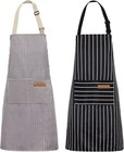2 Pack Kitchen Cooking Aprons  Adjustable Bib Soft Chef Apron With 2 Pockets    