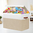 Large Toy Storage Box With Lid  Sturdy Toys Storage Chest Bin Organizer Basket W