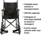 Mckesson Lightweight Transport Wheelchair Steel 19  W 250 Lbs  Weight Capacity