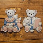 Vintage Homco Teddy Bear Wall Plaques Set Mom Dad Baby Nursery Decor 7604 Usa