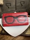 Ili Genuine Leather Eyeglass Case With Frame Graphic - Red And Black Euc