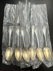 6 Vintage R Wallace Rose Sterling Silver Demitasse Spoons Pat 1898 Gold Wash 72g