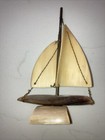 Vintage Handmade Horn Bone Sailing Boat Ship Nautical Model Figurine