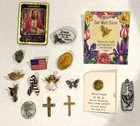 Religious Catholic Medals Lapel Pins Cross Angel Heart Crucifix Jesus Lot 150 Eu