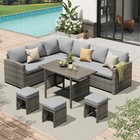 7 Pieces Outdoor Rattan Sectional Sofa Patio Furniture Set W  Protection Cover