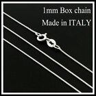 Solid 925 Sterling Silver 1mm Italian Box Chain Necklace 16 -30  For Men   Women