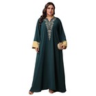 Embroidery Long Dress Muslim Women Abaya Dubai Kaftan Evening Party Gown Causal