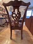 Cherry Chippendale Double Pedestal Dining Table W 2 Leaves  8 Chairs And Pads