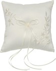 Pearl Embroidered Flower Leaves Wedding Ring Bearer Pillow 7 Inch X 7 Inch -    