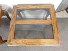 Pair Elegant Carved Ball Claw Feet Oak Coffee End Tables Smoky Glass -ships Flat
