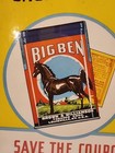Original 1950 s Big Ben Smoking Tobacco Cardboard Advertising Sign Country Store