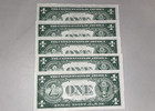 Consecutive 1935 One Dollar Blue Seal Note Silver Certificate Bill  1 Sequential