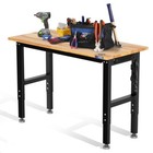 Workpro 48  Adjustable Workbench  Rubber Wood Top Heavy-duty Workstation
