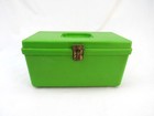 Vtg Full Sewing Box Wilson Wil-hold With Tray Green Plastic 12x6x7 Thread Pins