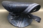 Ms  Devine Navy Satin Church Hat With Embroidered Lace  Beads   Rhinestones   St