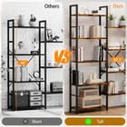 Triple 5 Tier Bookshelf  Industrial Large Bookcase With 14 Open Display Shelv   