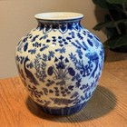 Antique Chinese Blue And White Porcelain Vase Koi Fish Ginger Jar Excellent 9   
